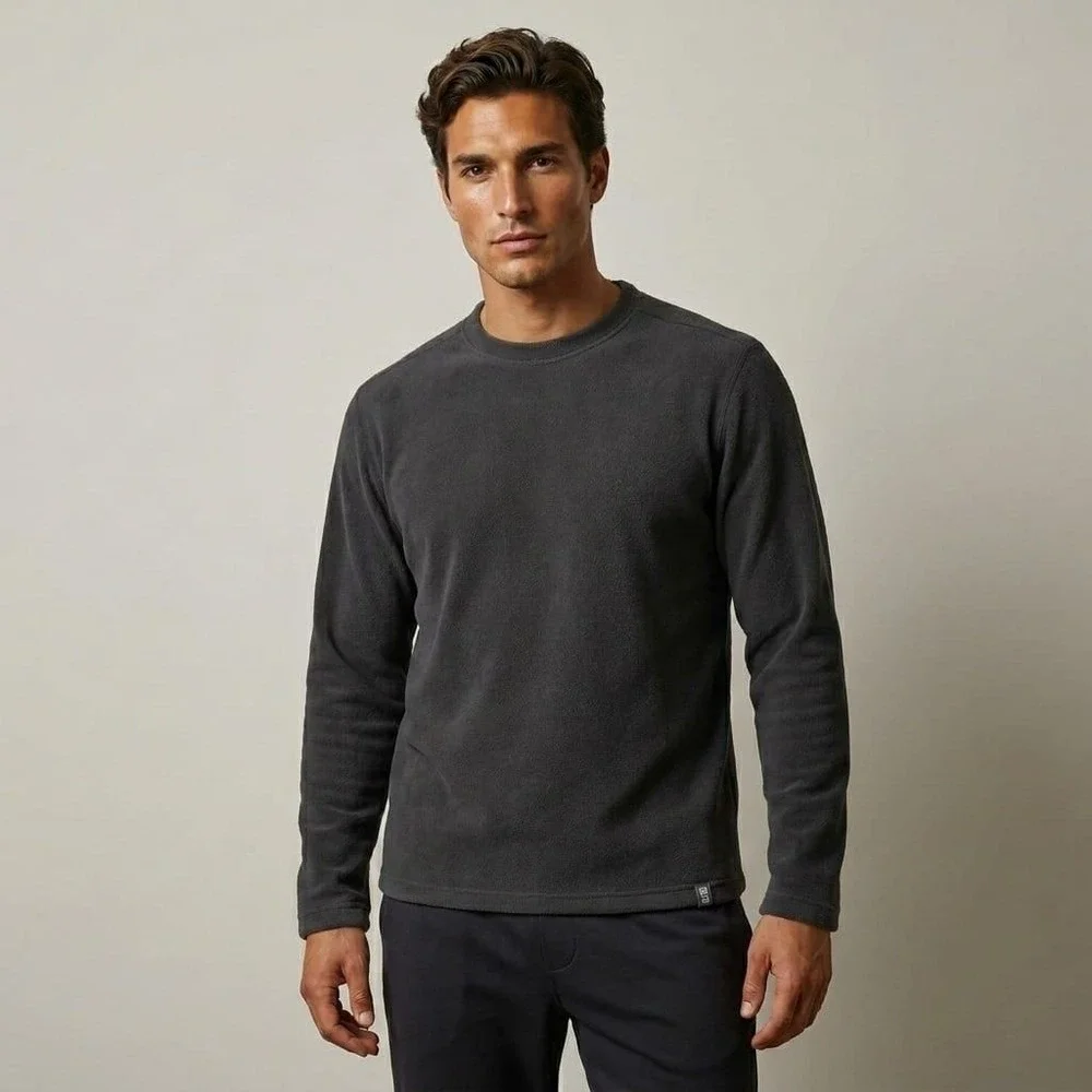 Stio Mens Fleece Crewneck Pullover Sweater Charcoal Gray Size Medium M